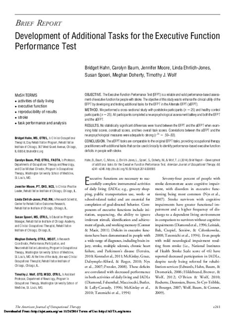 (PDF) Development of Additional Tasks for the Executive .